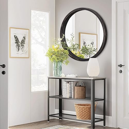 Miniatura 8 de Espejo redondo de pared de 16 pulgadas, espejo circular colgante redondo negro para el baño, espejo de marco de madera para dormitorio, sala de