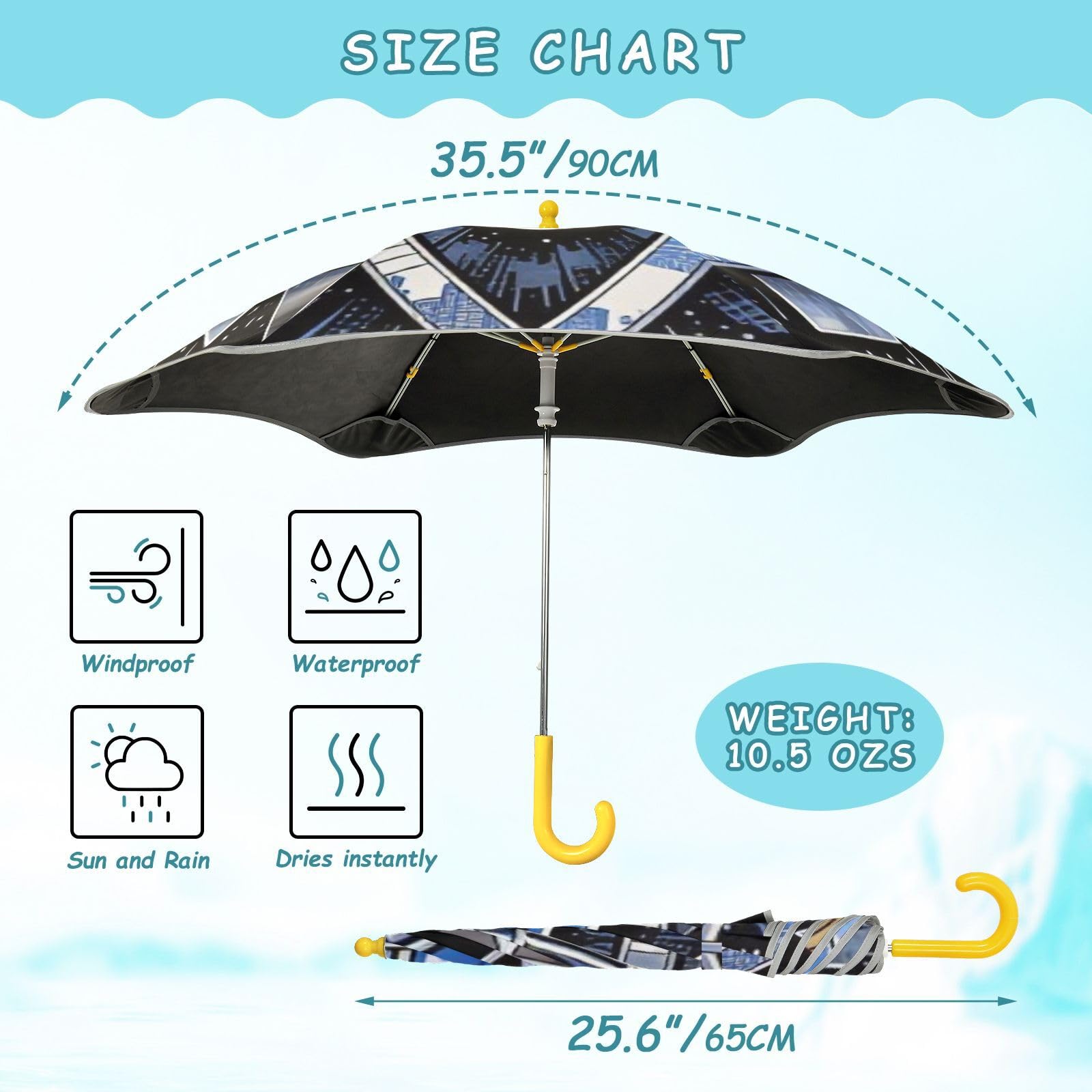 Parasol dziecięcy dla dziewcząt i chłopców, maska bramkarza, ochrona przed promieniowaniem UV, parasol z odblaskowym paskiem z łatwym do trzymania haczykiem, do podróży