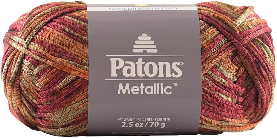 Patons Metallic Variegates Yarn, 3oz, Gauge 4 Medium Copper Alloy - For Crochet, Knitting & Crafting