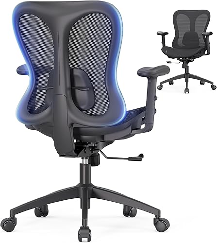 Silla ergonómica de escritorio de oficina, cómoda silla de juegos para computadora, respaldo y asiento de malla transpirable, reposabrazos