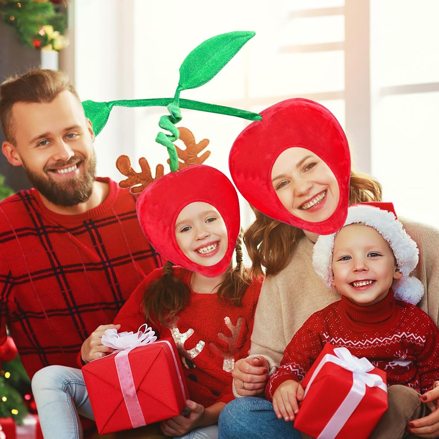 2 Pcs Funny Cherry Hat Cherry Costume Plush Fruit Costume Novelty Hats Dress Up Cosplay Party Supplies - Image 5