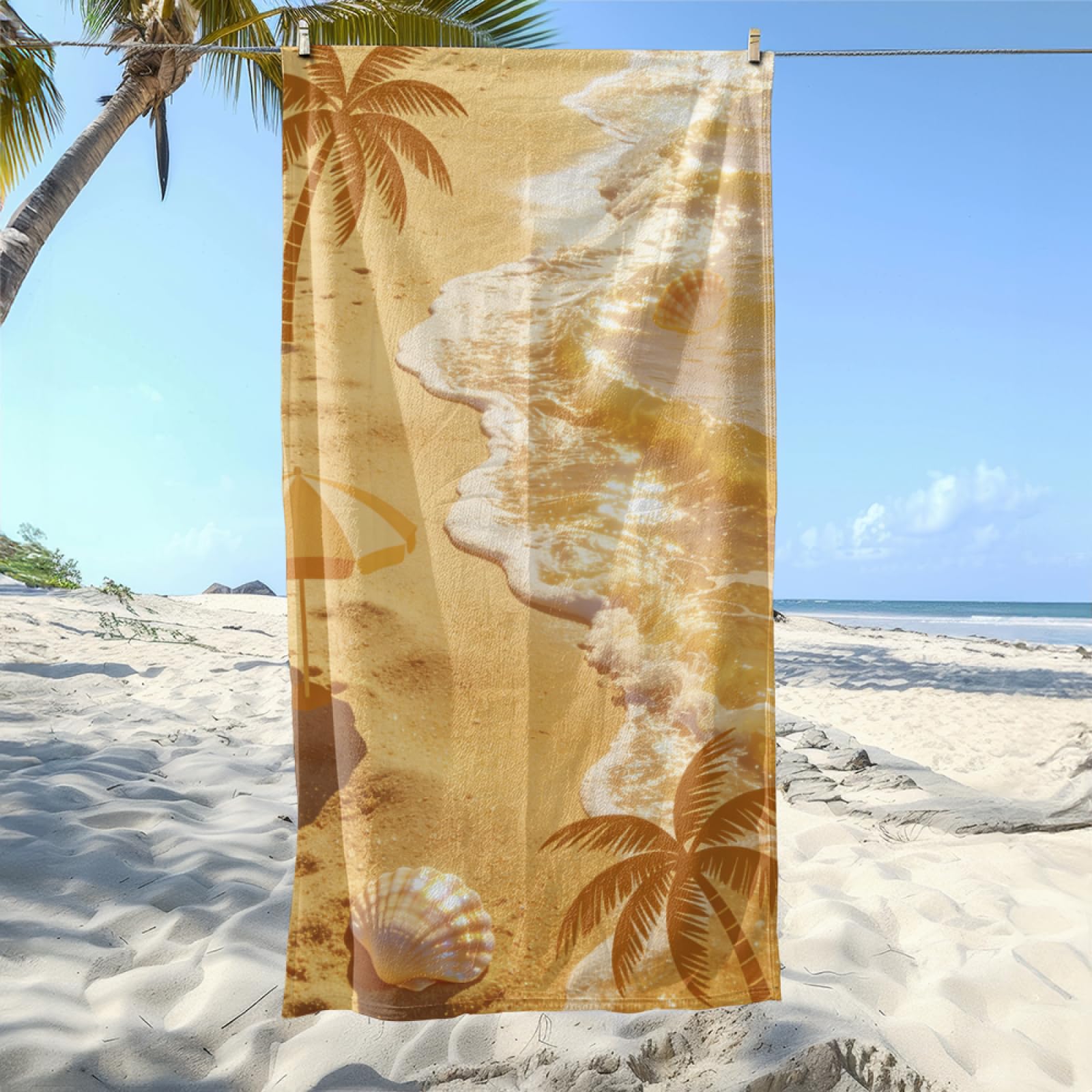 Microfibre Beach Towel 180x90cm Beach Yellow Extra Large Beach Towels Sandproof Quick Dry Foldable Storage for Travel Beach Pool Camping Bathing