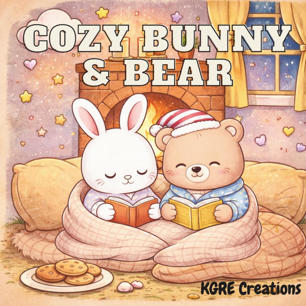 Cozy Bunny & Bear Coloring book: Cute & relaxing cozy animal coloring pages for kids & adults. stress relief, cuddly scenes,and adorable hygge moments