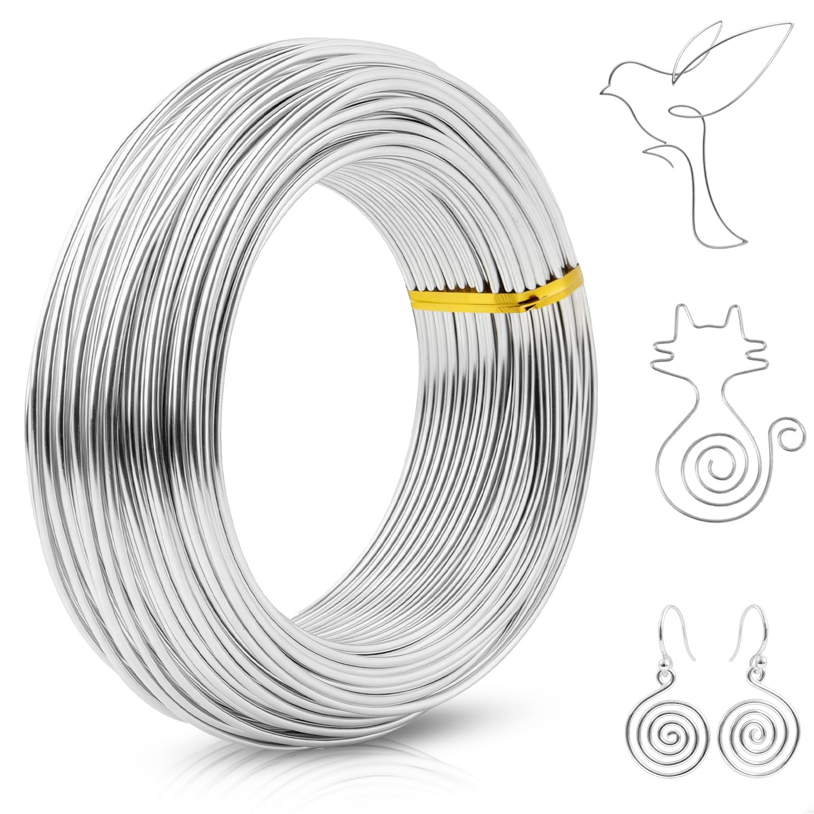 MOXYOY 12 Gauge Aluminum Craft Wire,108 Feet 2mm Thick Bendable Florist Wire,Bonsai Wires,Bendable Metal Wires,for Sculpting, DIY Jewelry, Modelling, and Dolls DIY(Sliver)
