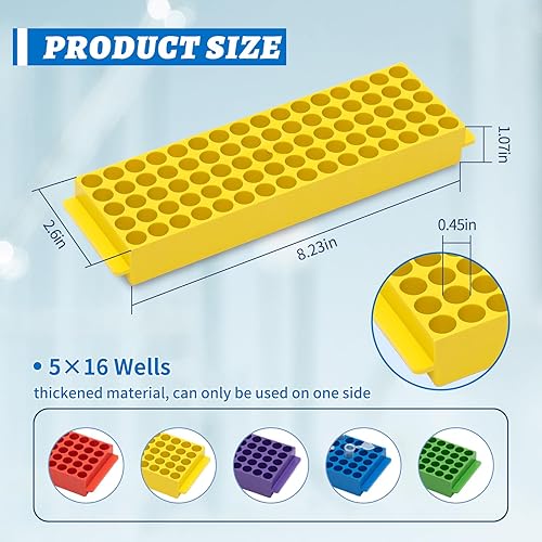 Miniatura 2 de Biologix - Bastidores de tubo para microcentrífuga, 80 pocillos, colores surtidos, no estériles. 5 cajaspaquete
