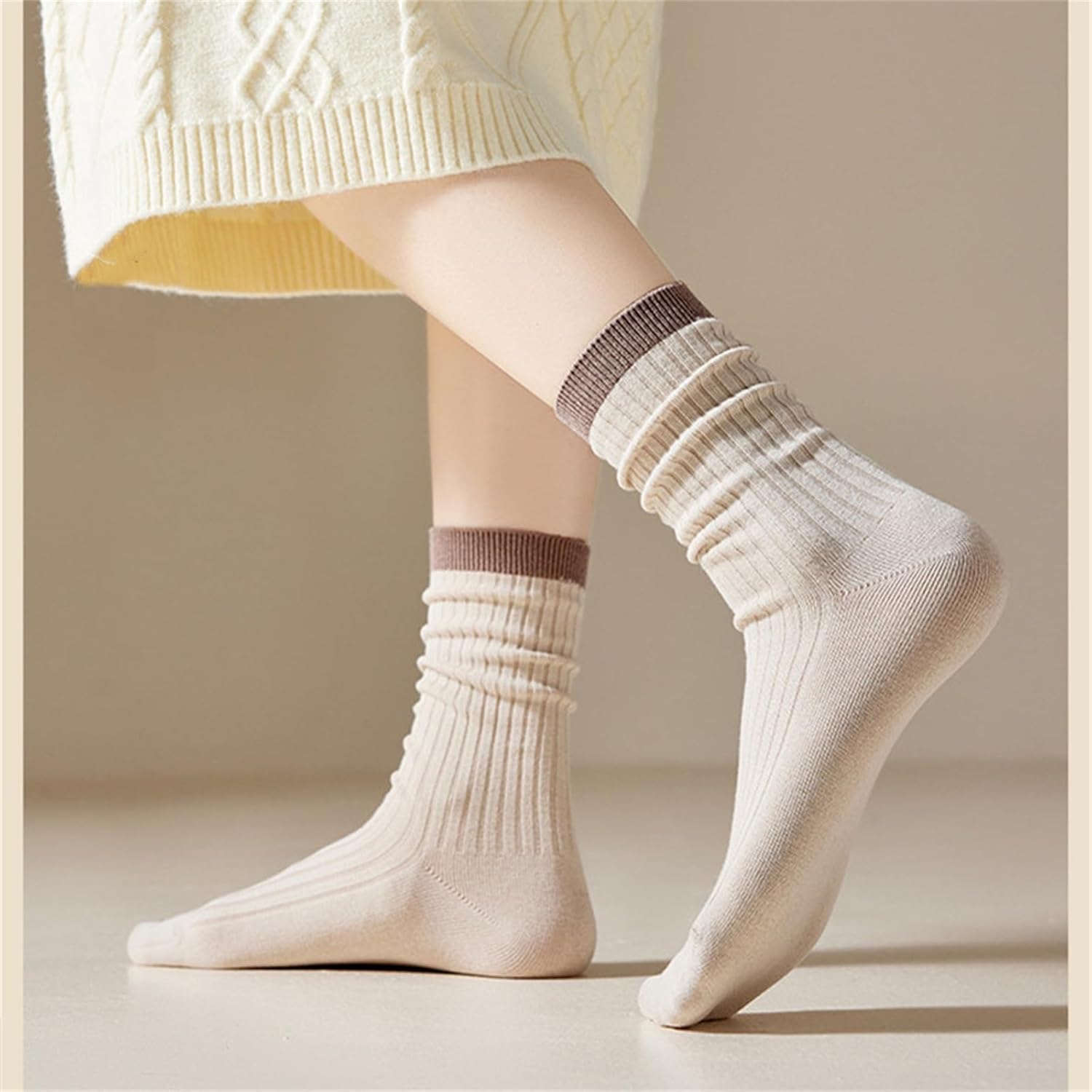 Cotton Socks Women's Stacked Socks Cotton Socks Anti-odour Mid-calf Socks Work Walking