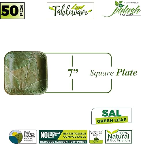 Miniatura 2 de Palash-Sal Leaf Plato de un solo uso | Natural, biodegradable, compostable en el patio trasero, certificado USDA, fiesta, festival, boda, barbacoa,
