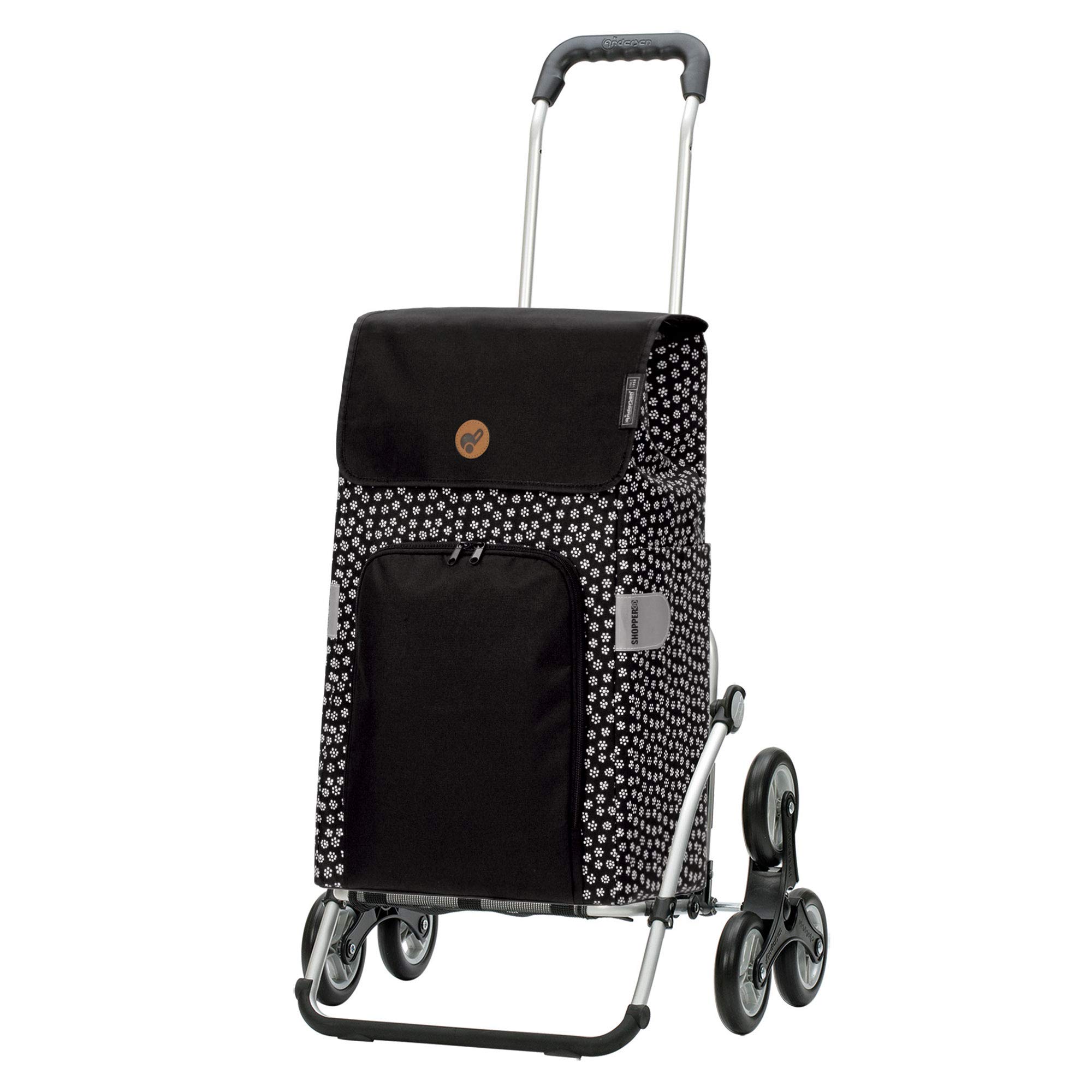 Andersen Mara Shopper Stair Climber Royal Aluminium Foldable with Wheel  Diameter x 13 cm and 47 Litre Bag Black