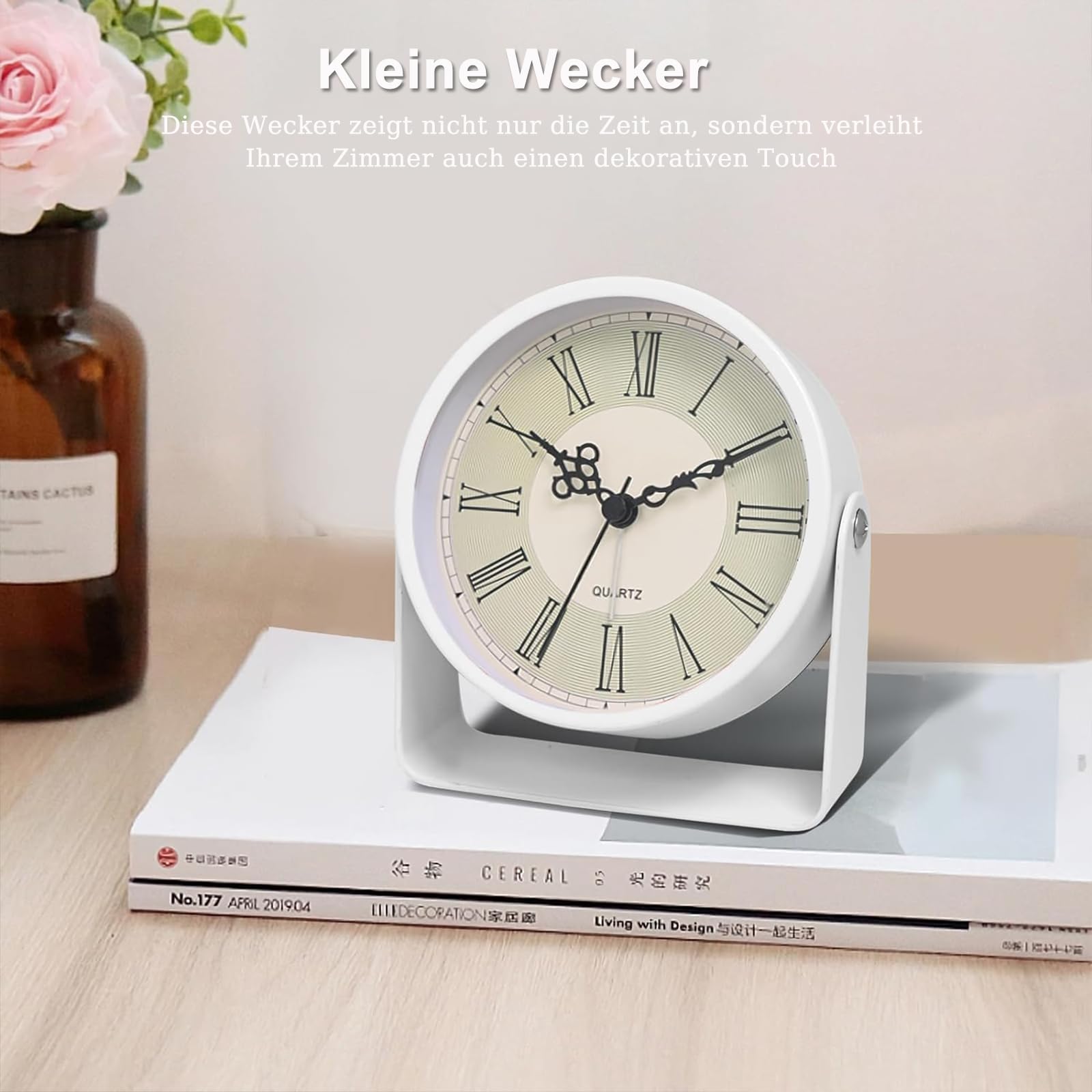 Réveil Vintage En Métal à Double Cloche - Silencieux (sans Tic-tac), Veilleuse Douce, Analogique, Portable, Sur Piles (AA Non Incluses)