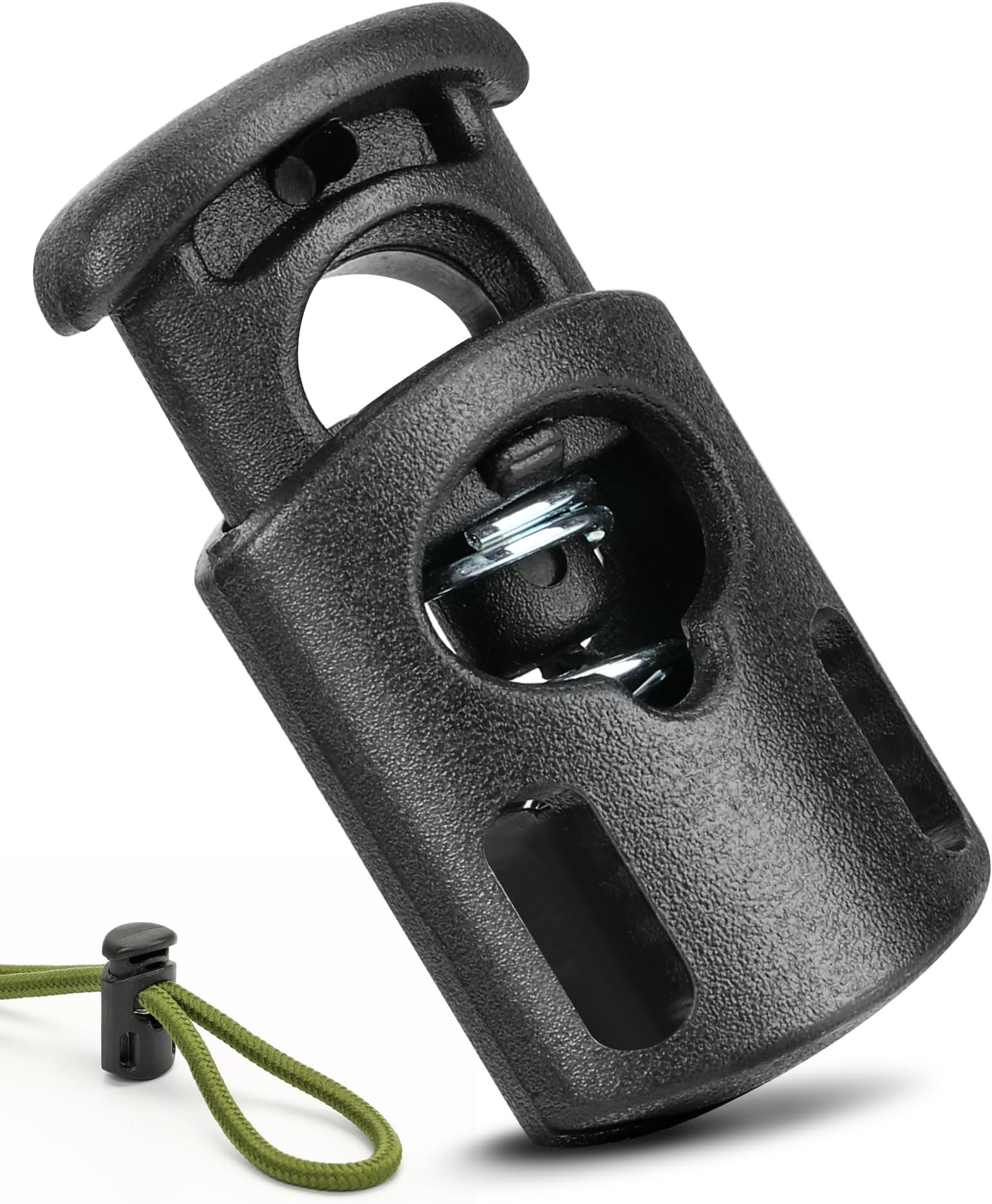 Ptinyiv 12Pcs Cord Lock, Cord Locks for Drawstrings, Black Plastic Spring Toggle Stoppers, Reliable Cord Fastener Clips for Paracord, Shoelaces, Bags, Clothing, and DIY Projects