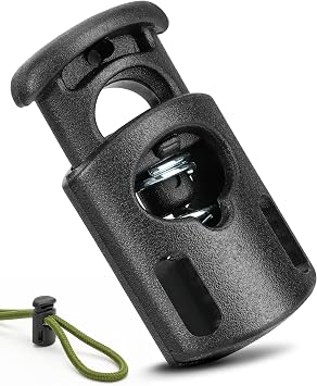 Ptinyiv 12Pcs Cord Lock, Cord Locks for Drawstrings, Black Plastic Spring Toggle Stoppers, Reliable Cord Fastener Clips for Paracord, Shoelaces, Bags, Clothing, and DIY Projects