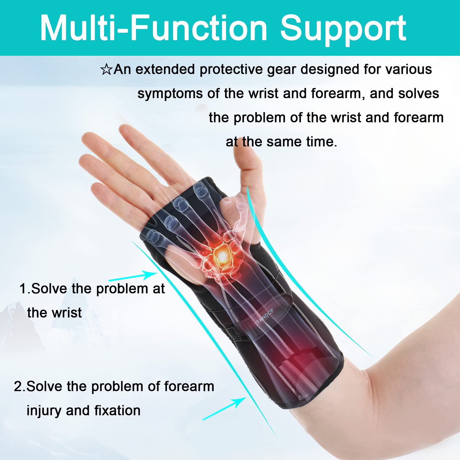 TANDCF bestlife Muñequera universal unisex para antebrazo y muñeca, muñequera reversible para túnel carpiano, férulas ajustables para antebrazo nocturno, 26 cm de longitud (doble mano, universal)