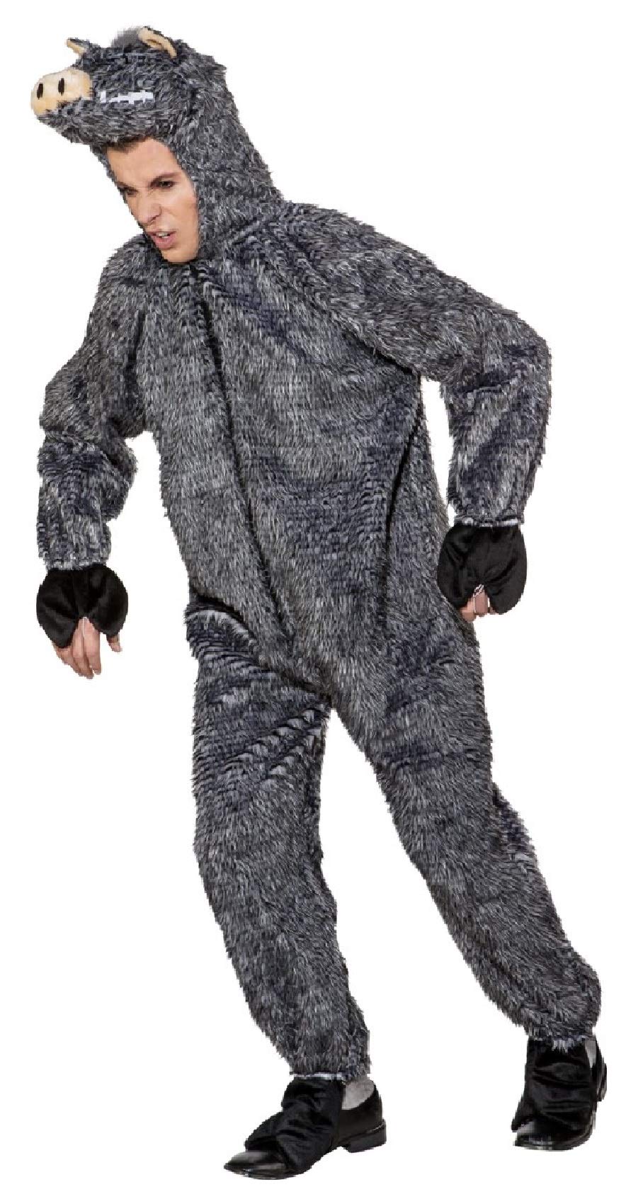 O7255-54-58 grau Herren Wildschwein Kostüm Schwein Overall Gr.54-58