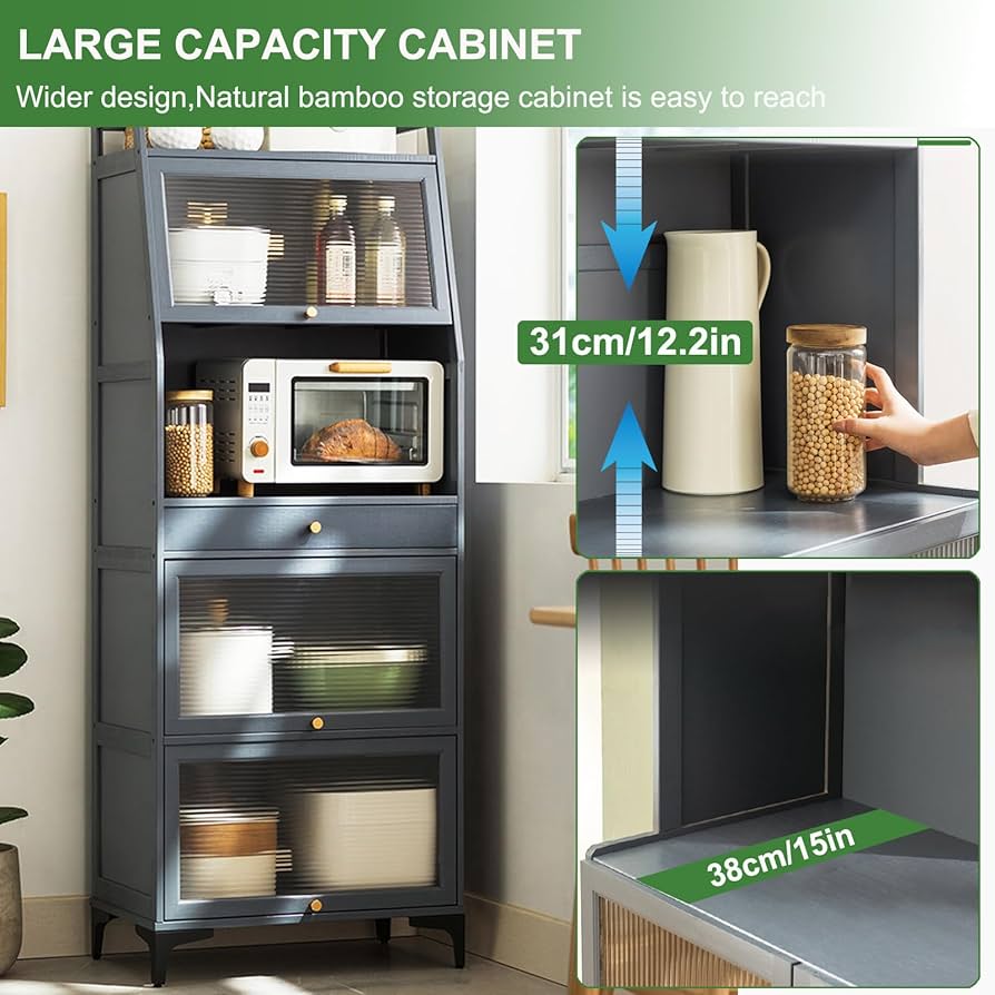 【美品】レンジキャビネット Amazon｜電子レンジ台とハッチ付き62インチビュッフェ