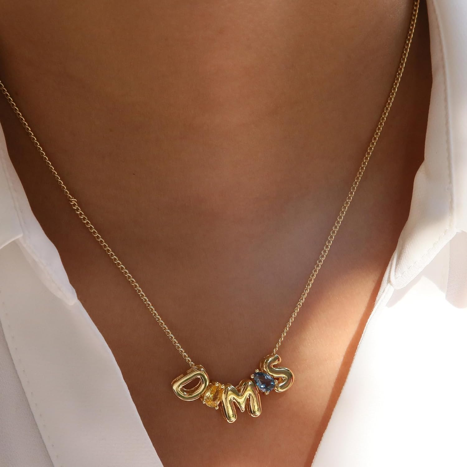 Aleasha Initial O Pendant Gold DIY Name Necklace Accessories Suitable for 1mm Chain (Pendant Only)