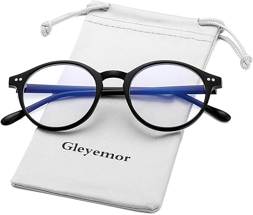 Gleyemor - Gafas con filtro de luz azul para hombres y mujeres, marco redondo vintage para computadora