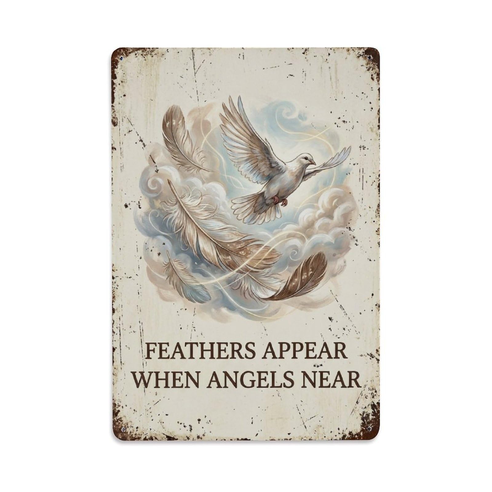 Okngb Style Folk Motivational Saying Appear When Angels Motto Metal Tin Sign Plaque Wall Decor For Cafe, Man Cave, Club Bar, Office, Home Garden Round Metal Poster 8X12inch