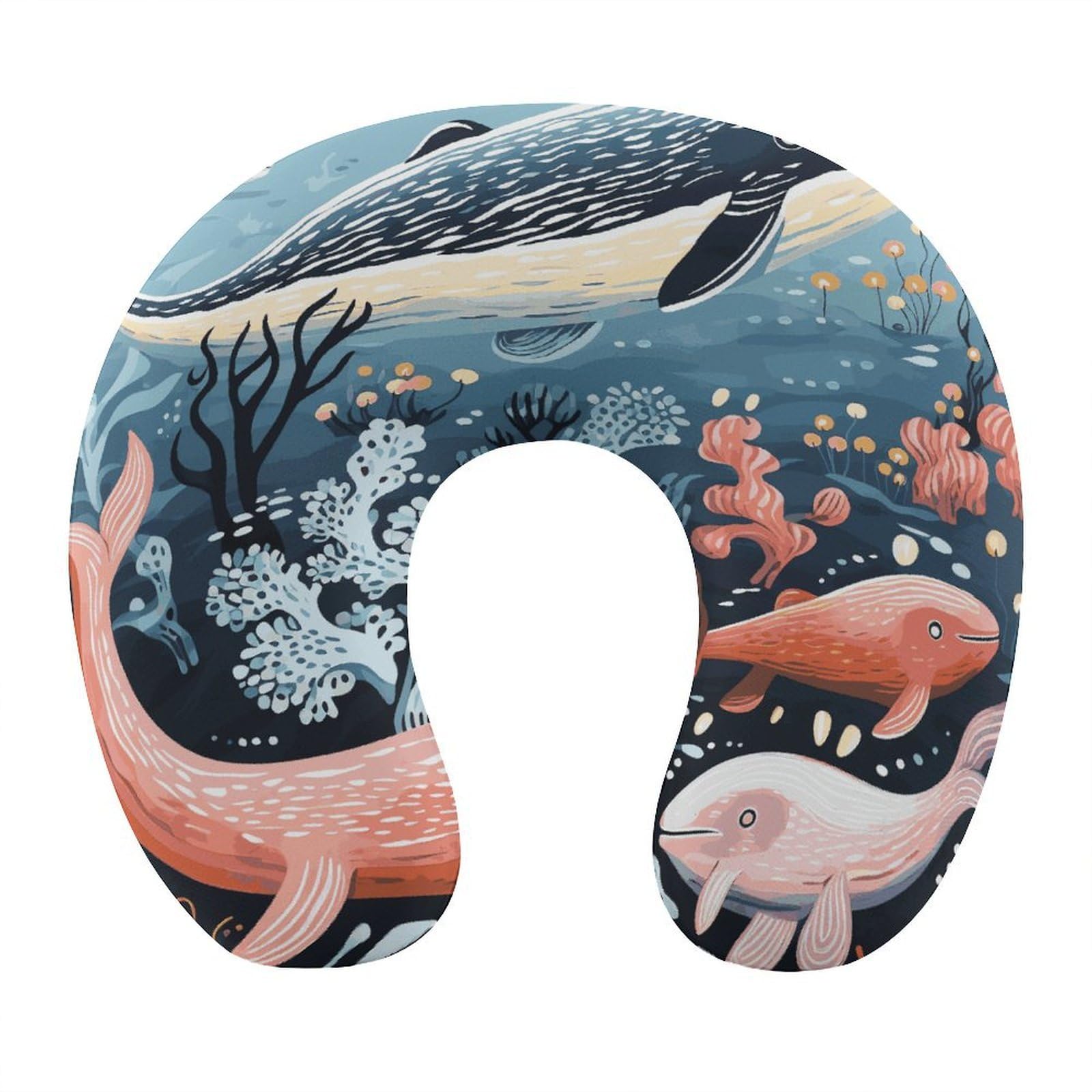 Adfgyerh Style Seal Whale Octopus Fish U-Shaped Pillow，Memory Foam Pillow Core，Cushion ，Provide Neck Support ，Travel Pillow，Suitable For Airplanes, Cars, Homes, And Offices.