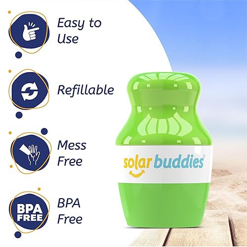 Miniatura 3 de Solar Buddies Aplicador de protector solar - Solo verde completo - Rollo de esponja recargable de protector solar, crema solar y aplicador de loción