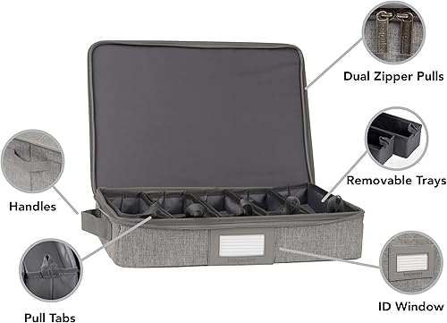 Miniatura 4 de Covermates Keepsakes - Caja de almacenamiento de cubiertos, apilable, asas reforzadas, almacenamiento de porcelana, gris jaspeado