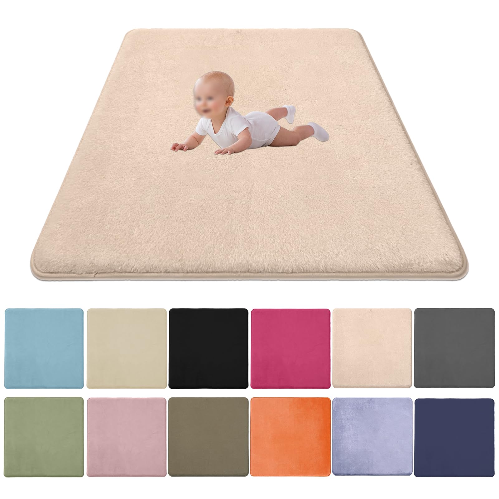 2CM Thick Coral Velvet Baby Play Mat, Baby Crawling Mat Nursery Rug for Crawling & Playing for Bedroom Kids Room, Nursery Babies Mats for Floor Play with Non-slip Backing 40x60cm/15.75x23.62inch
