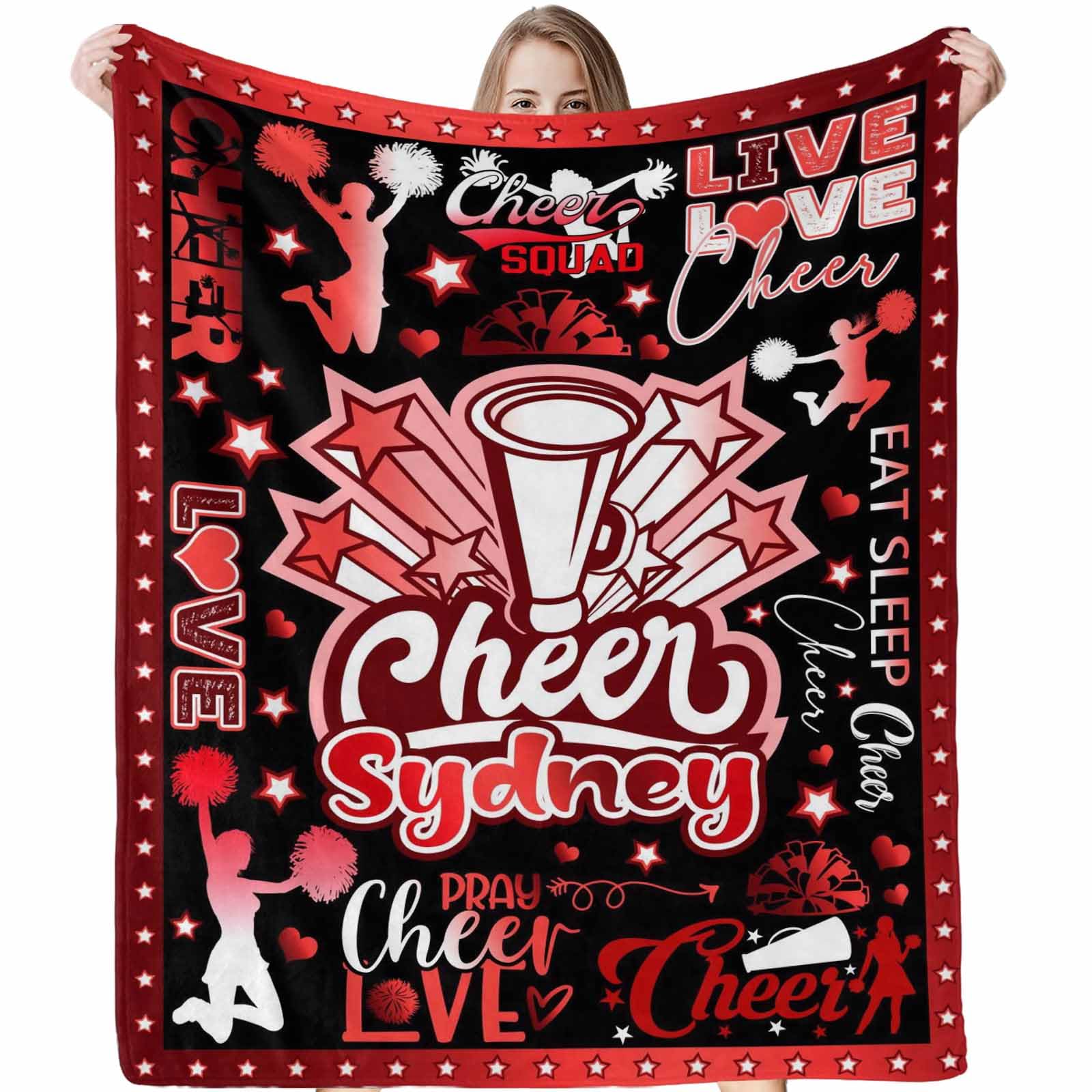 InterestPrintInterestPrint Customized Cheerleader Gift Personalized Blanket Soft Cozy Bed Cheer Couch Cheerleaders Throw Blankets Birthday Gifts for Boys Little Girls Women Adults