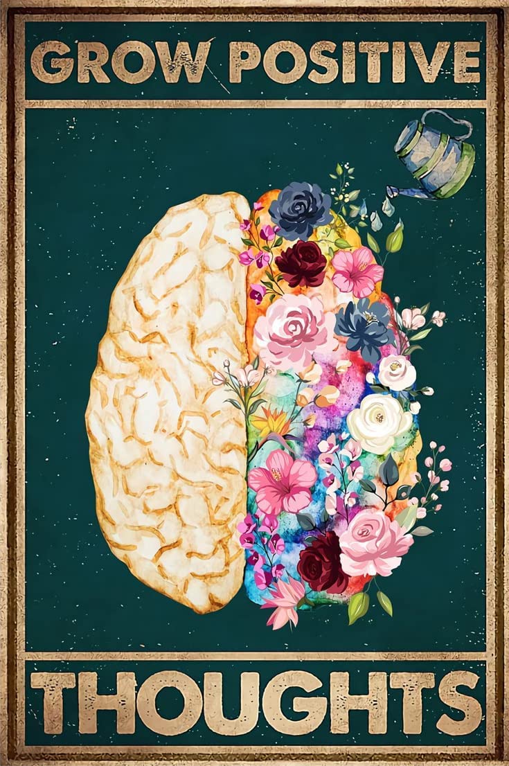 Homeoanimal 01 Vintage Tin Metal Sign Psychology Grow Positive Thoughts Poster Retro Wall Art Decor Iron Painting For Home Kitchen Cafe Pub Sign 6X8 Inch Plaque