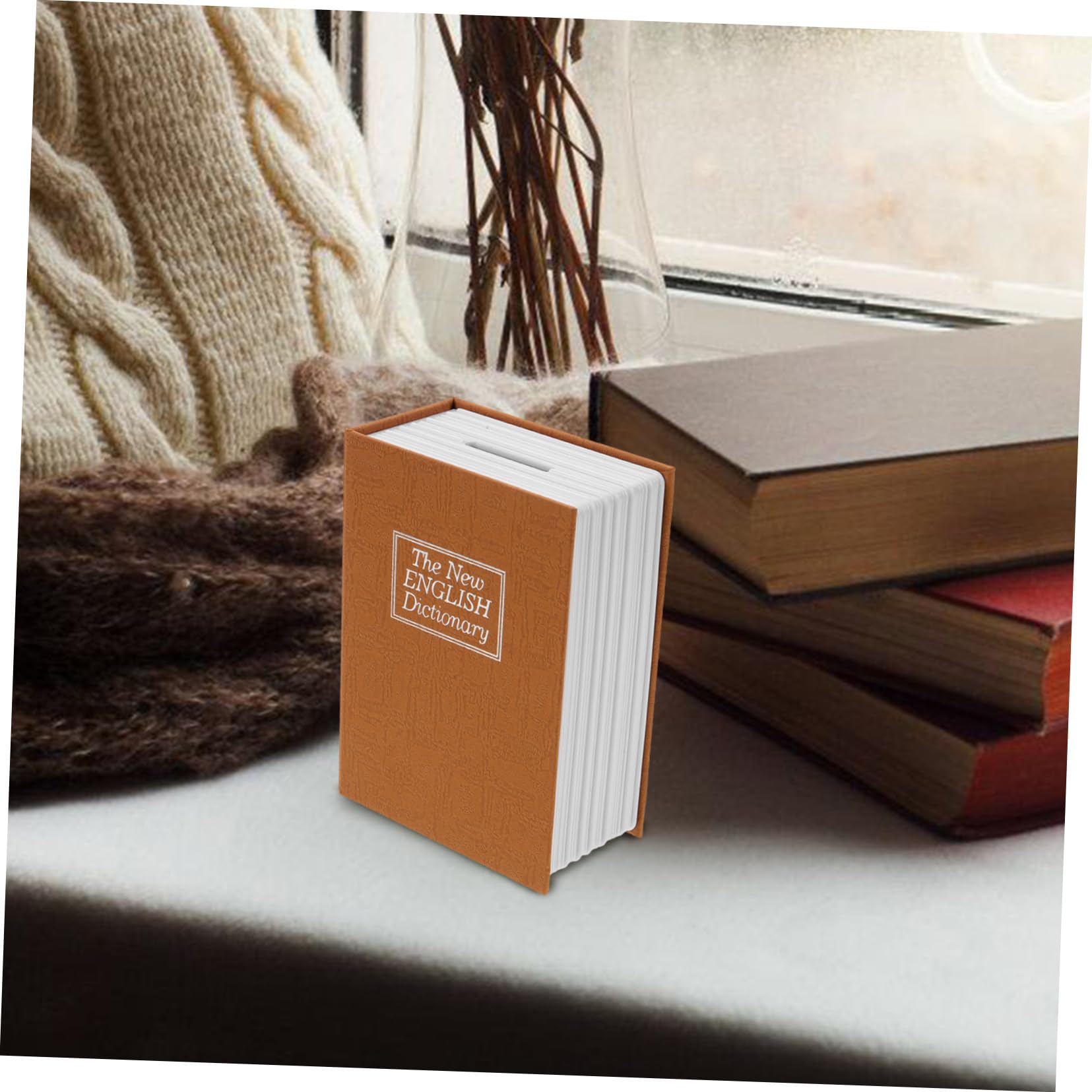 Operitacx 4 Piezas Caja fuerte para libros simulada libro falso hucha segura seguro alcancía con caja fuerte conformado llave Candado pequeño adorno portamonedas cajas de dinero el plastico
