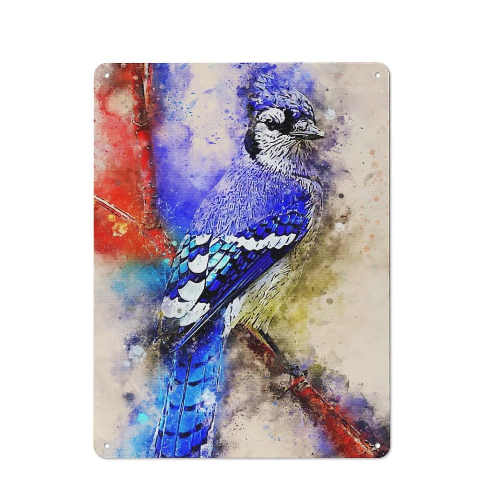 Bird Watercolor New Office Metal Sign 40x30cm, Understated Office Wall Decor for Workspace, Cafe, Shop Or Desk Area