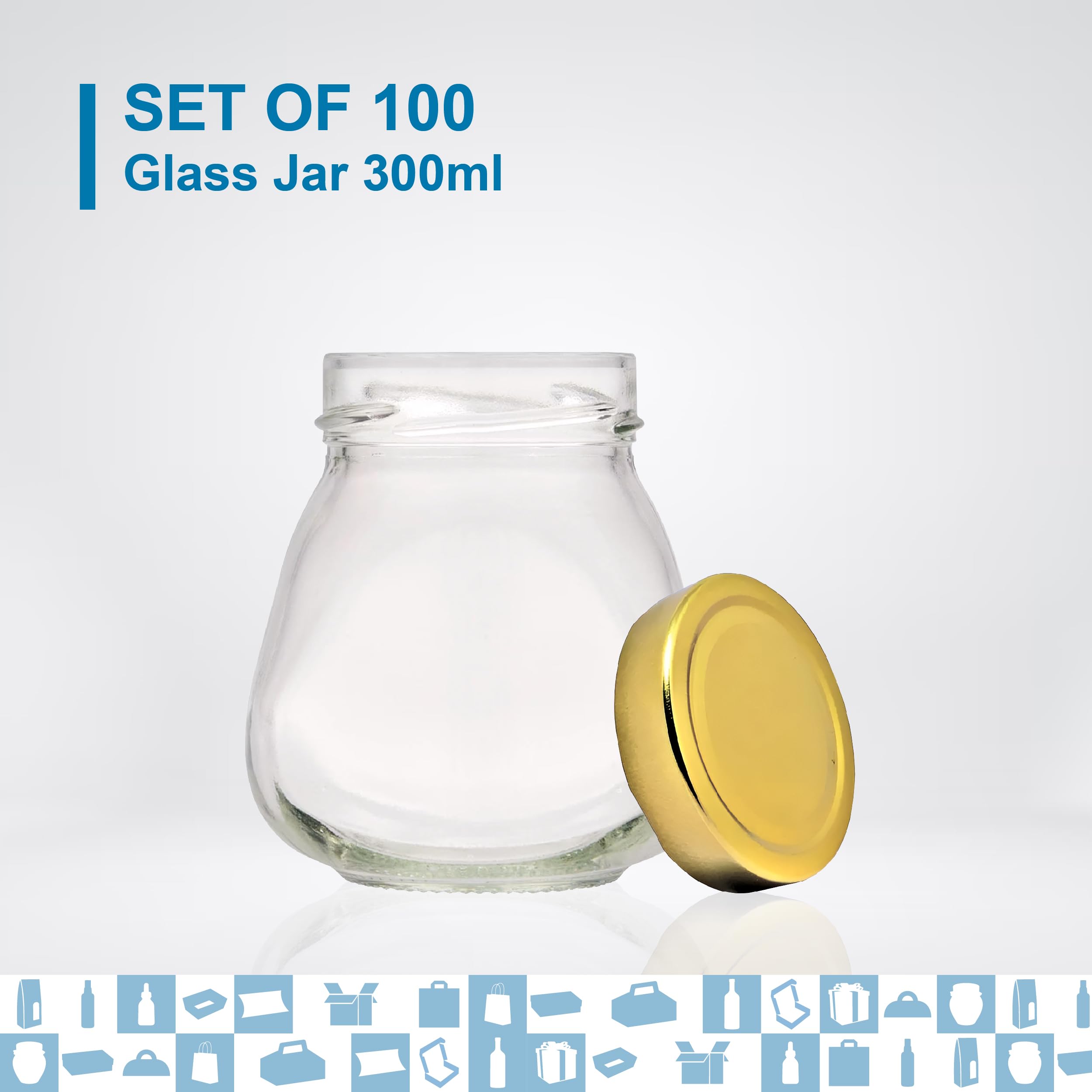 Espirito Rebelde 100 Pots en Verre 300ml avec Couvercle | Pot pour Tartinades, Confiture, Beurre de Cacahuète, Pâté, Épices | Pots et Bocaux de Conservation et Rangement Cuisine