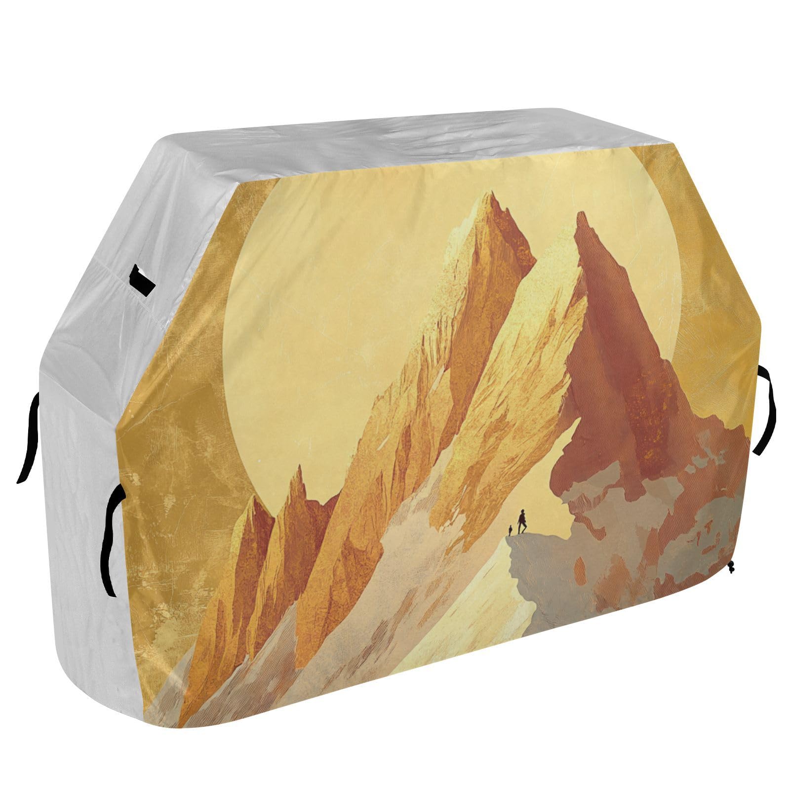 Sunshine Golden Mountain Art pokrowiec na grill gazowy, 150 cm, wodoodporne, wytrzymałe, odporne na blaknięcie i promieniowanie UV, z regulowanym sznurkiem, na kurz i wiatr