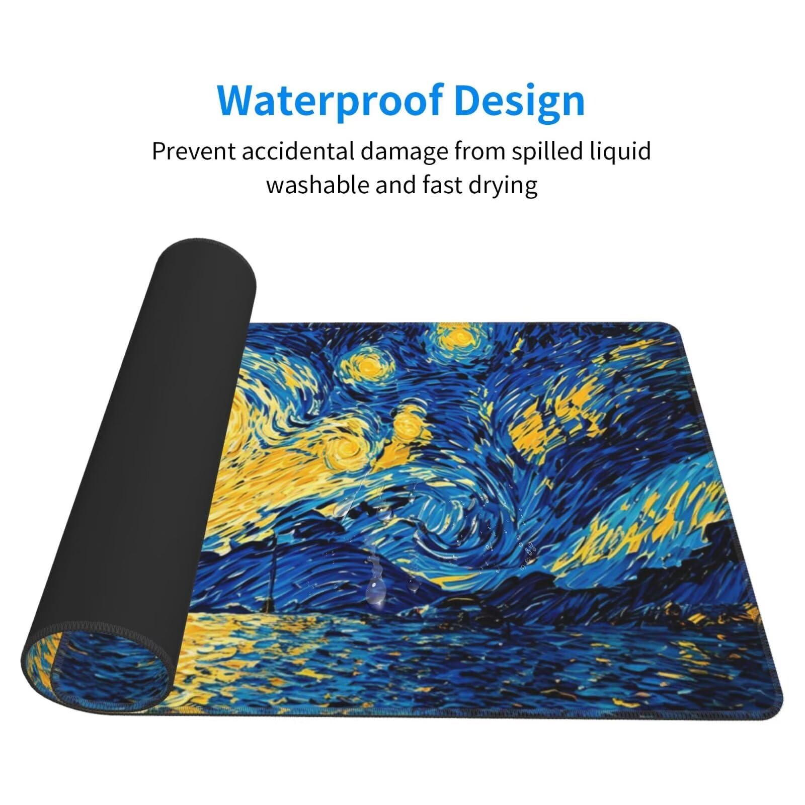 Tapis de Souris XXL 1200x600 mm, Bleu Tapis de Souris Ciel étoilé Tapis Souris XXL 120 X 60 CM, Antidérapant sous Main Bureau à Bords Cousus, Mouse Pad avec Surface en Caoutchouc antidérapant U-793