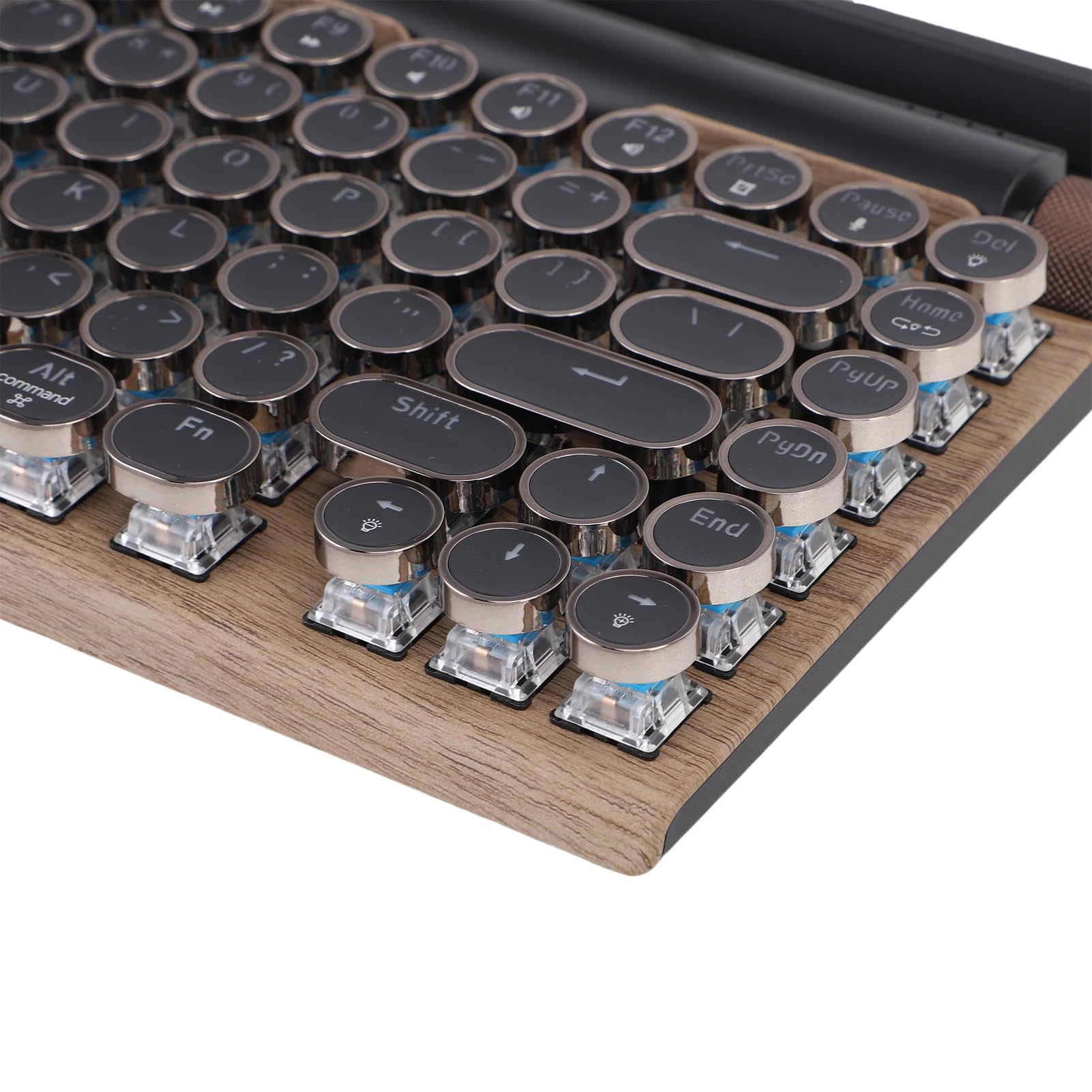LICAEVEY Tastiera da Scrivere Wireless, Tastiera Meccanica retrò Calda, Tastiera Meccanica di Tastiera Rotonda Bt con 14 modalità Retroilluminata per Telefono Tablet (Colore di legno)