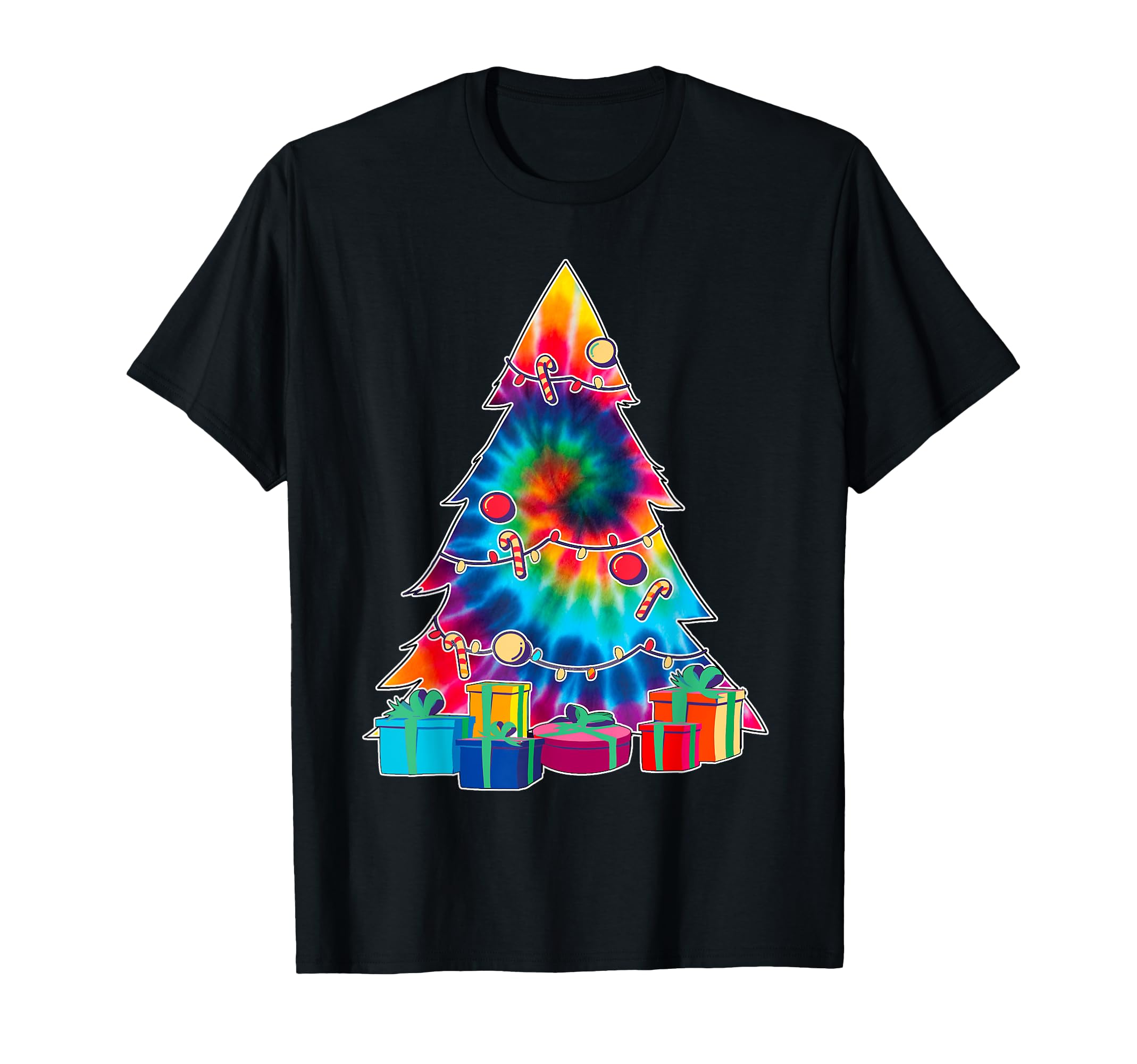 Tie-Dye Christmas Tree 60's Vintage Retro Christmas Presents T-Shirt