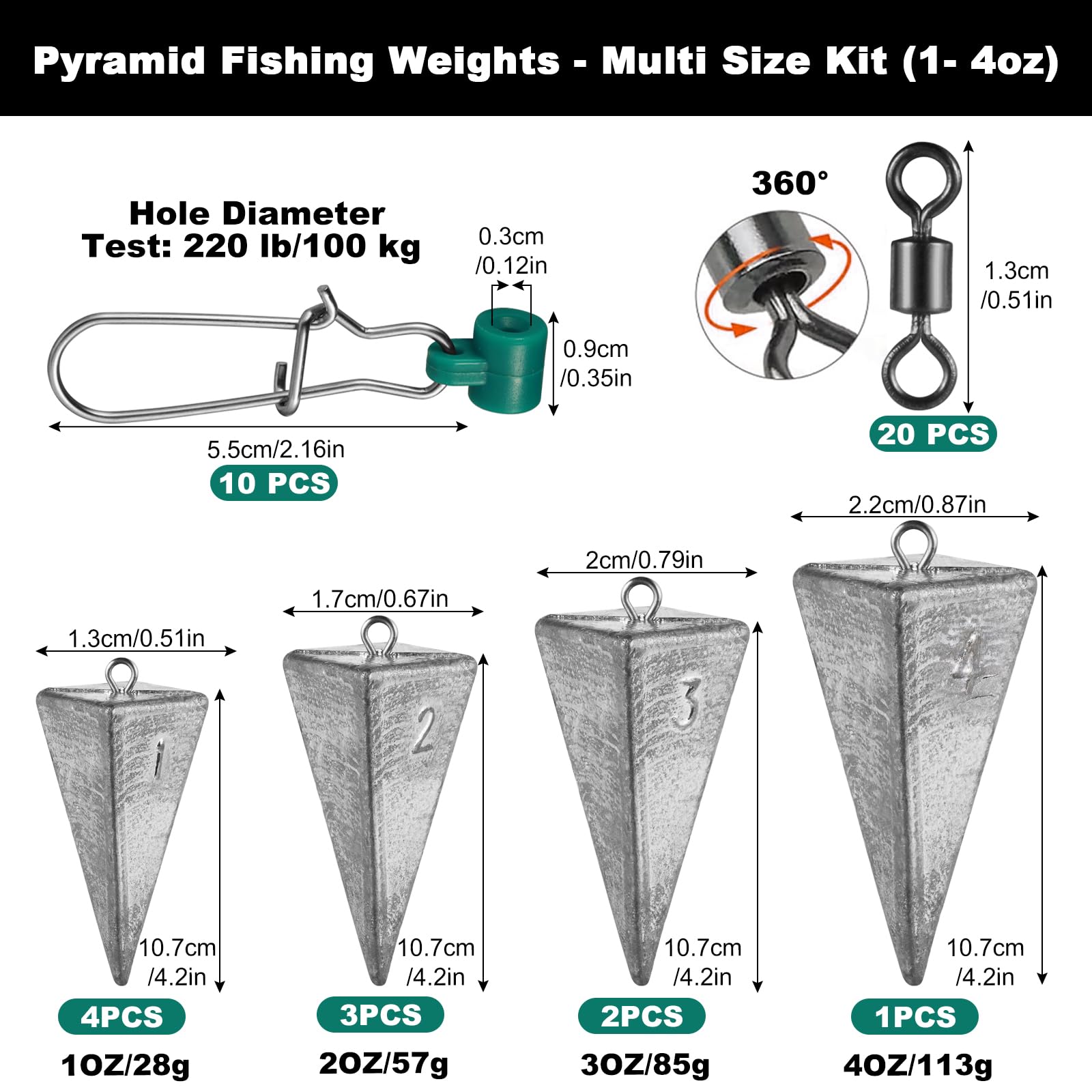 10 Pezzi Piramidi Affondatori In Piombo 6 Oz Per Pesca – Do-It Made In USA