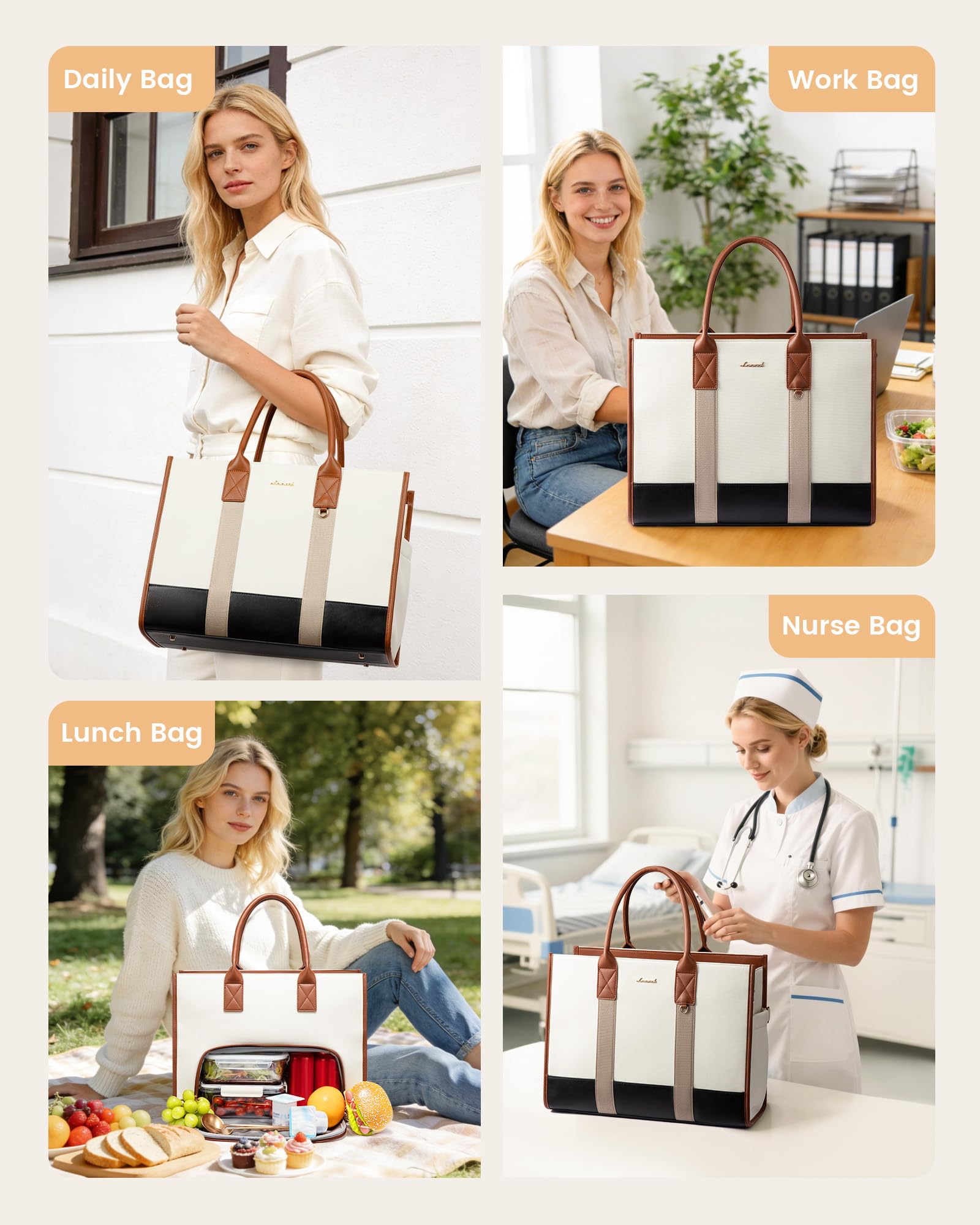 Amazon.com: LOVEVOOK Work Tote Bag with Lunch Compartment with