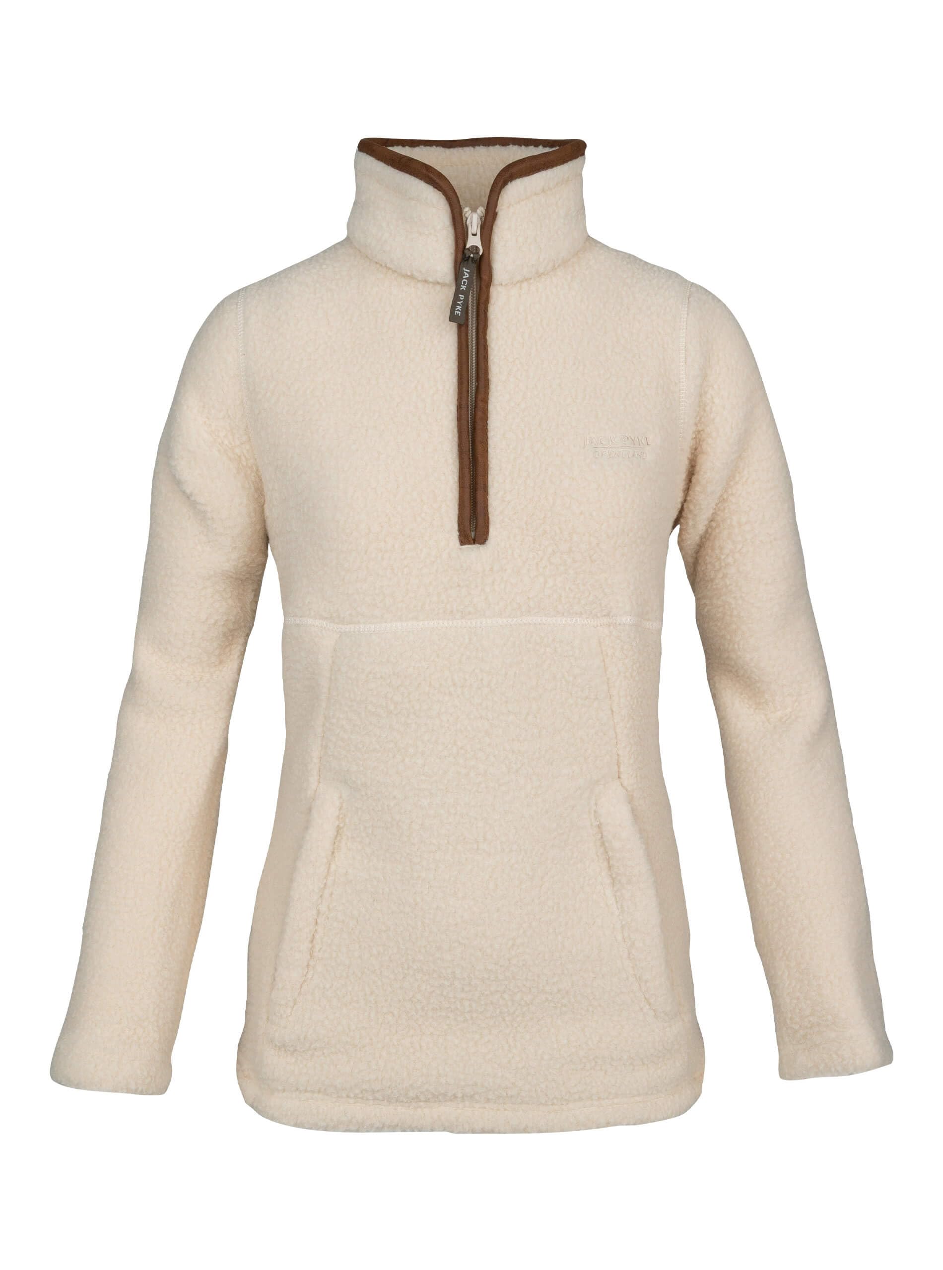 Jack Pyke Women's Sail Half Zip Sherpa Fleece Pullover - Deep Pile Warm Outdoor Jumper With Zipped Kangaroo Pocket And Drawstring Waist For Outdoor Walking And Daily Wear - M