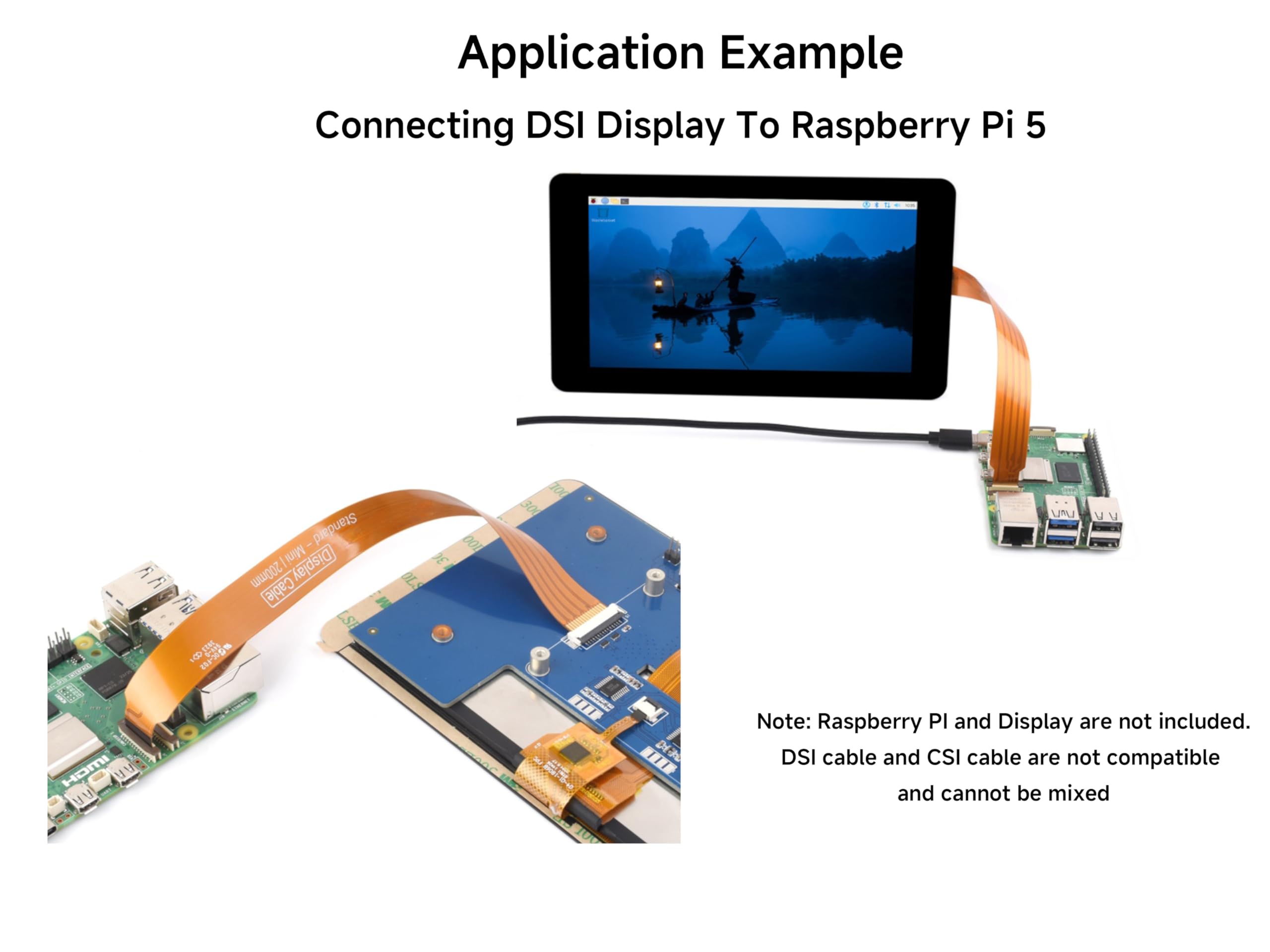 Waveshare Per Raspberry Pi 5 22Pin A 15Pin DSI FPC Cavo Flessibile Specifiche 200mm