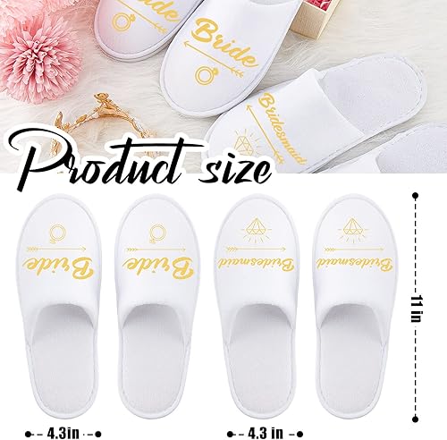Miniatura 2 de Juego de 7 pantuflas desechables para boda, dama de honor, para novia, hotel, despedida de soltera, spa, para regalos, decoración de fiestas, Blanco