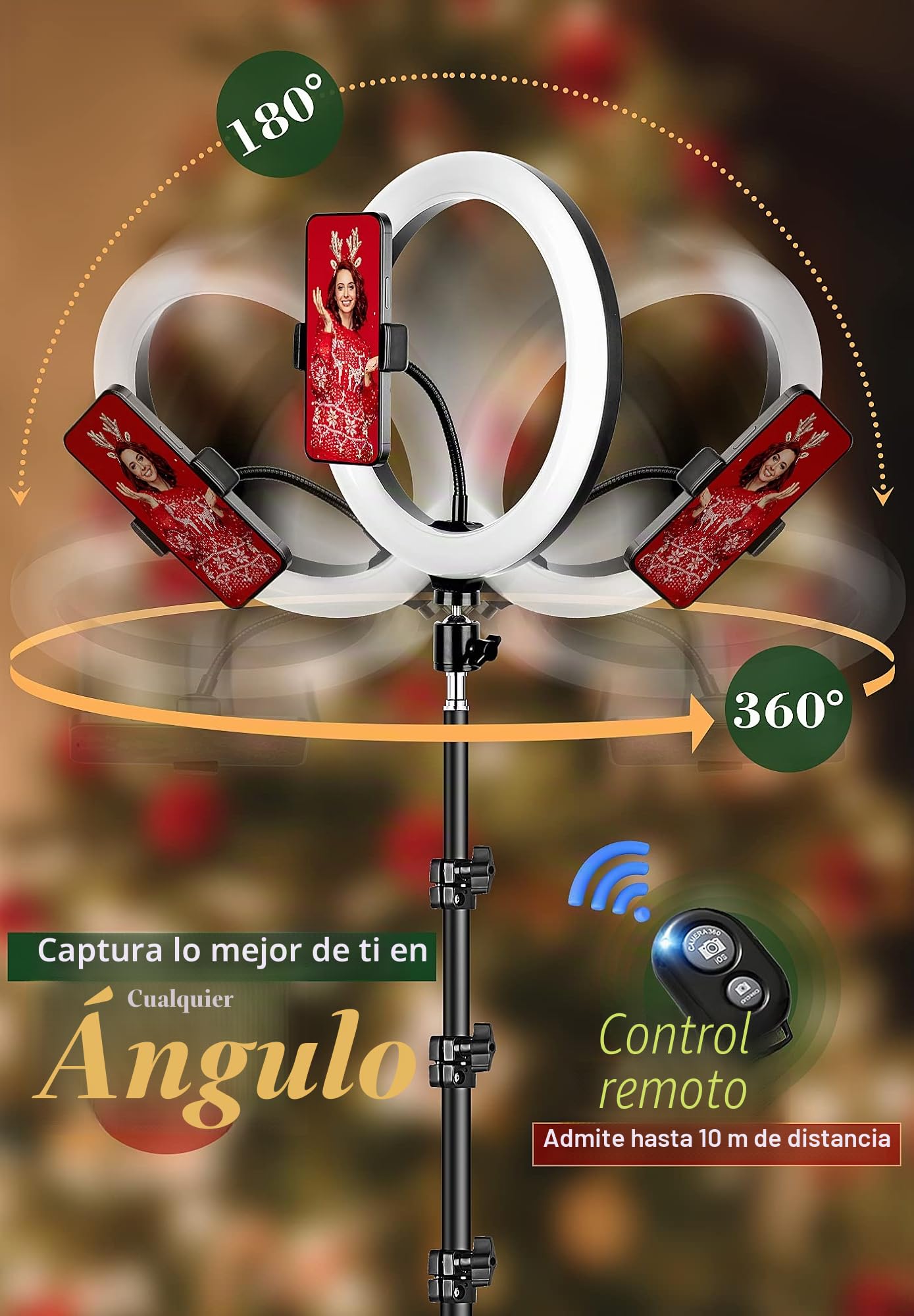 Aro de Luz con Trípode Alto, 10.2" Ring Light con Control Remoto, Aros de Luz para Móvil, Anillo de Luz LED para Fotografía, Maquillaje, Flash, Youtube, Vídeo