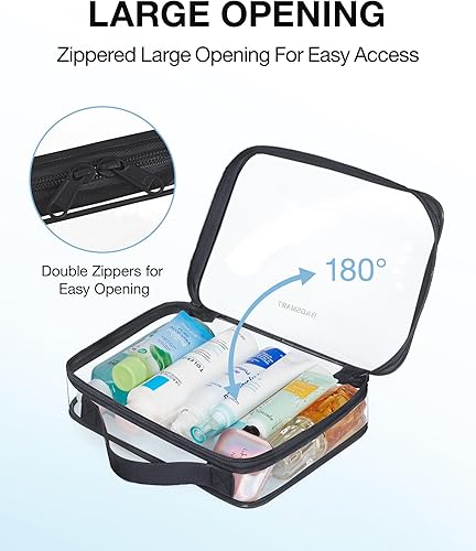 Miniatura 2 de BAGSMART Bolsa de aseo aprobada por la TSA, organizador de cosméticos de maquillaje transparente, bolsa de viaje de tamaño de cuarto de galón para