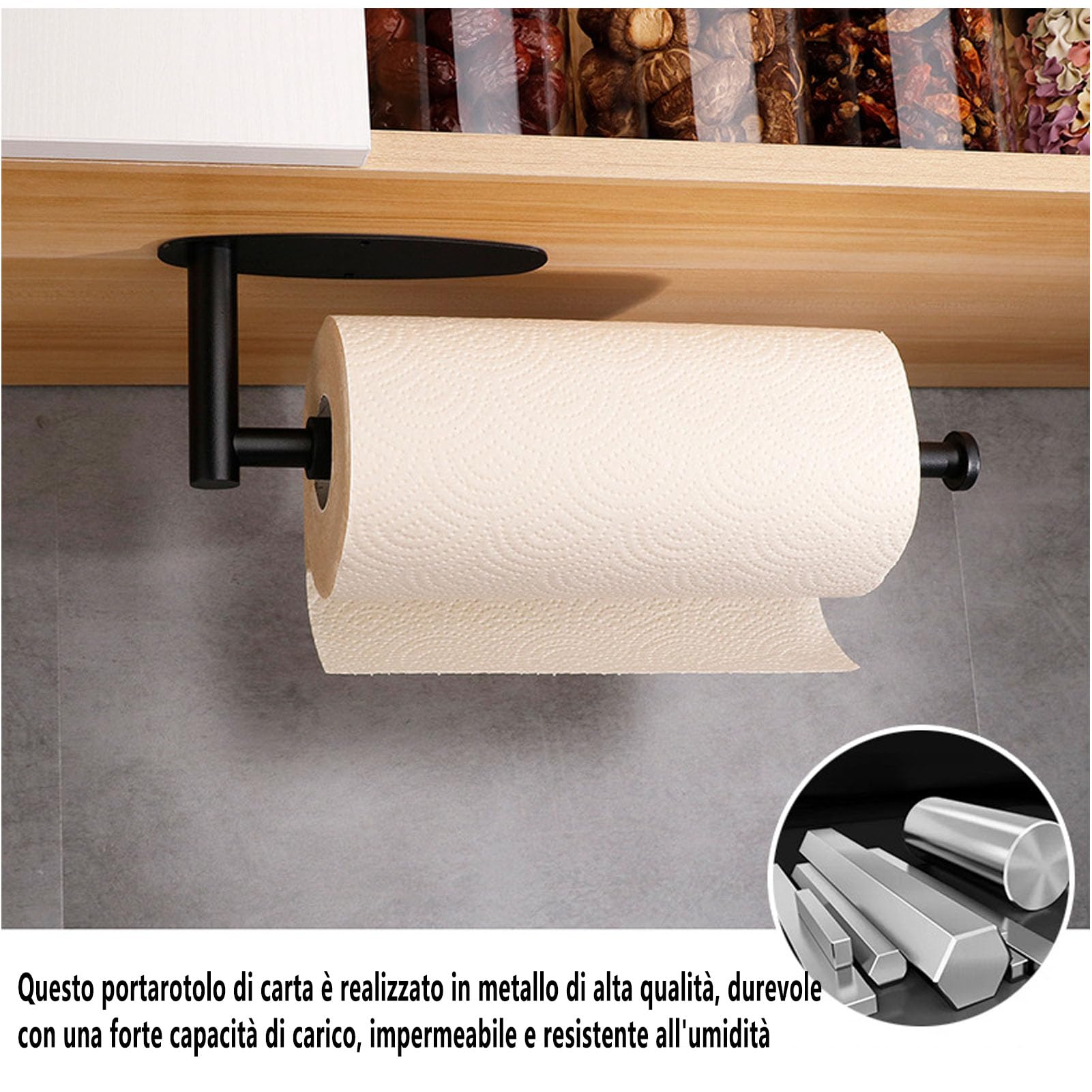 SEWACC Portarotolo Di Carta In Acciaio Inox Sospeso – Senza Chiodi, Design Salvaspazio Per Cucina E Bagno