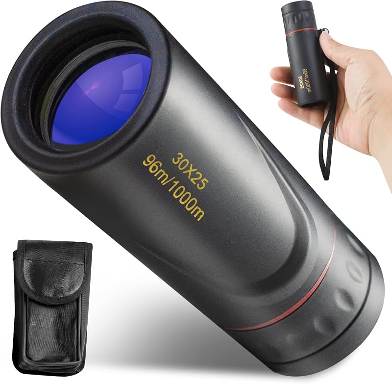 HDAJY Mini telescopio monocular, monoculares HD mejorados de 30 x 25 para adultos de alta potencia, para observar las estrellas, cazar, negro