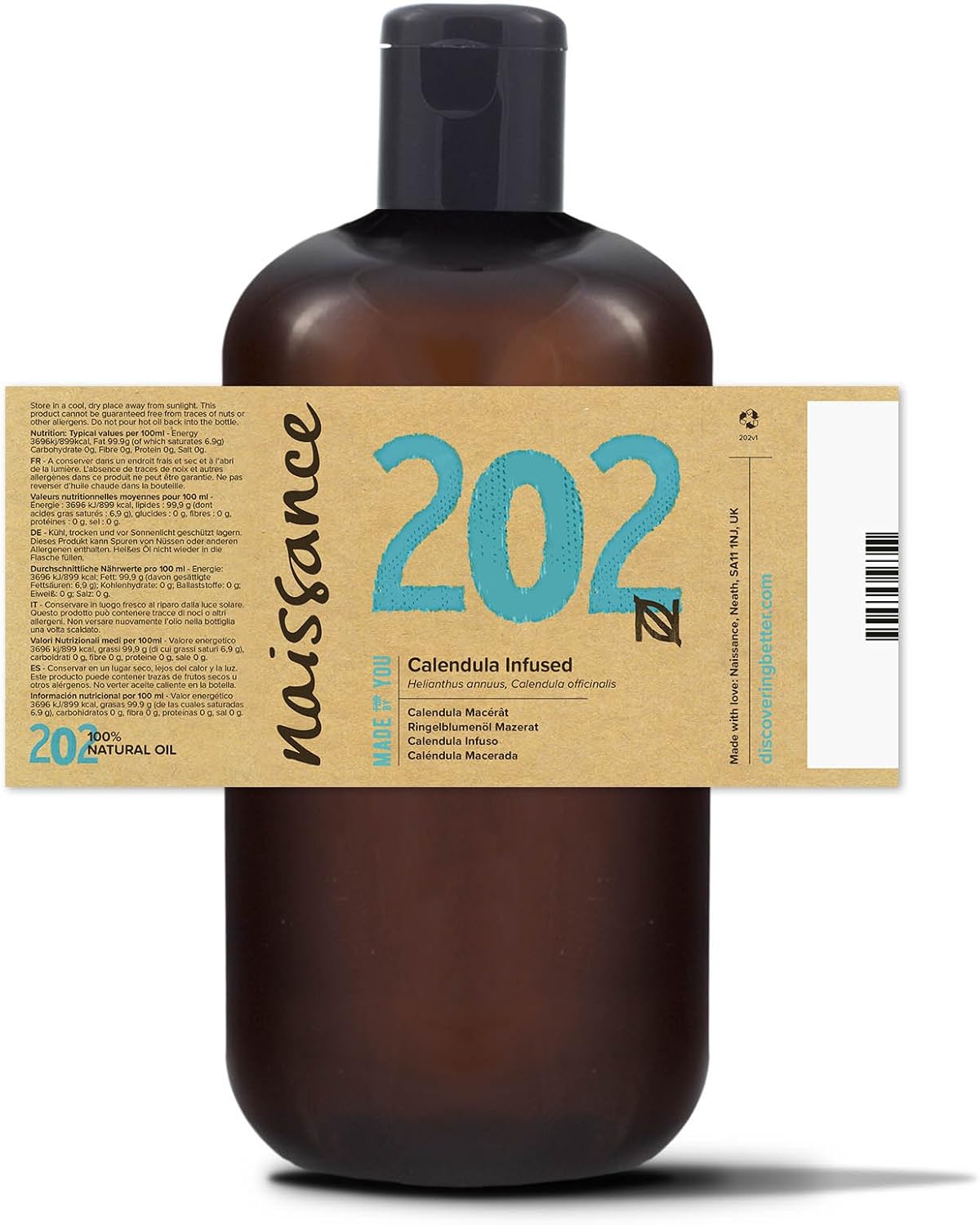 Naissance Calendula Infused Oil (No. 202) - 900ml - for Skin Hands, Feet, Nails, Hair, Yellow, 900 ml (Pack of 1) - Image 3