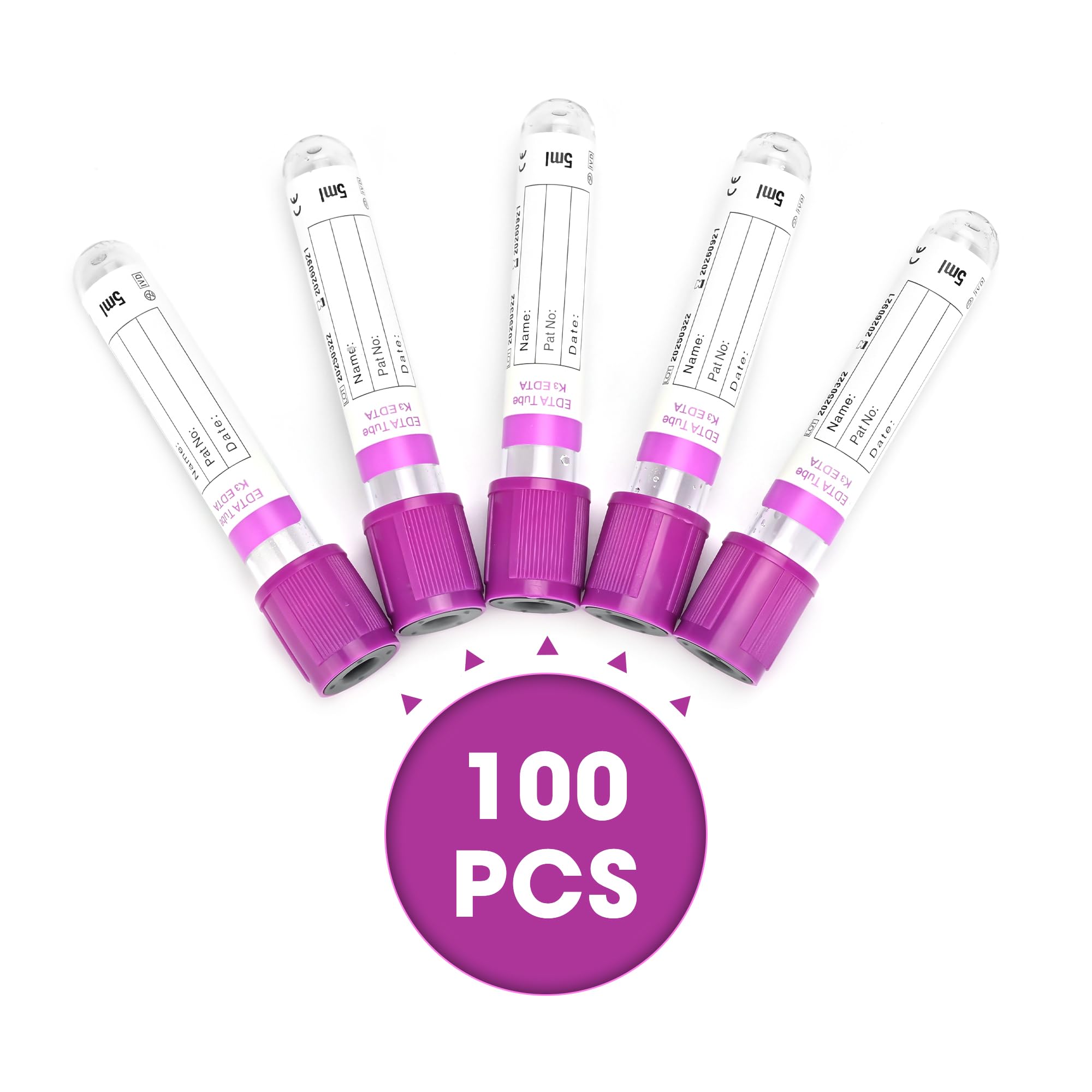 Provette per raccolta del sangue con eparina, provette sottovuoto da 5 ml, confezione da 100 pezzi, per test di laboratorio veterinario