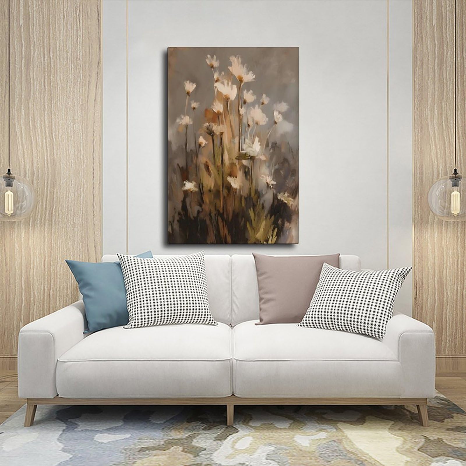 Wandkunst, Leinwandposter, Motiv: neutrale Wildblume, Schlafzimmer, Landschaft, Büro, Raumdekoration, Geschenk, 50 x 75 cm