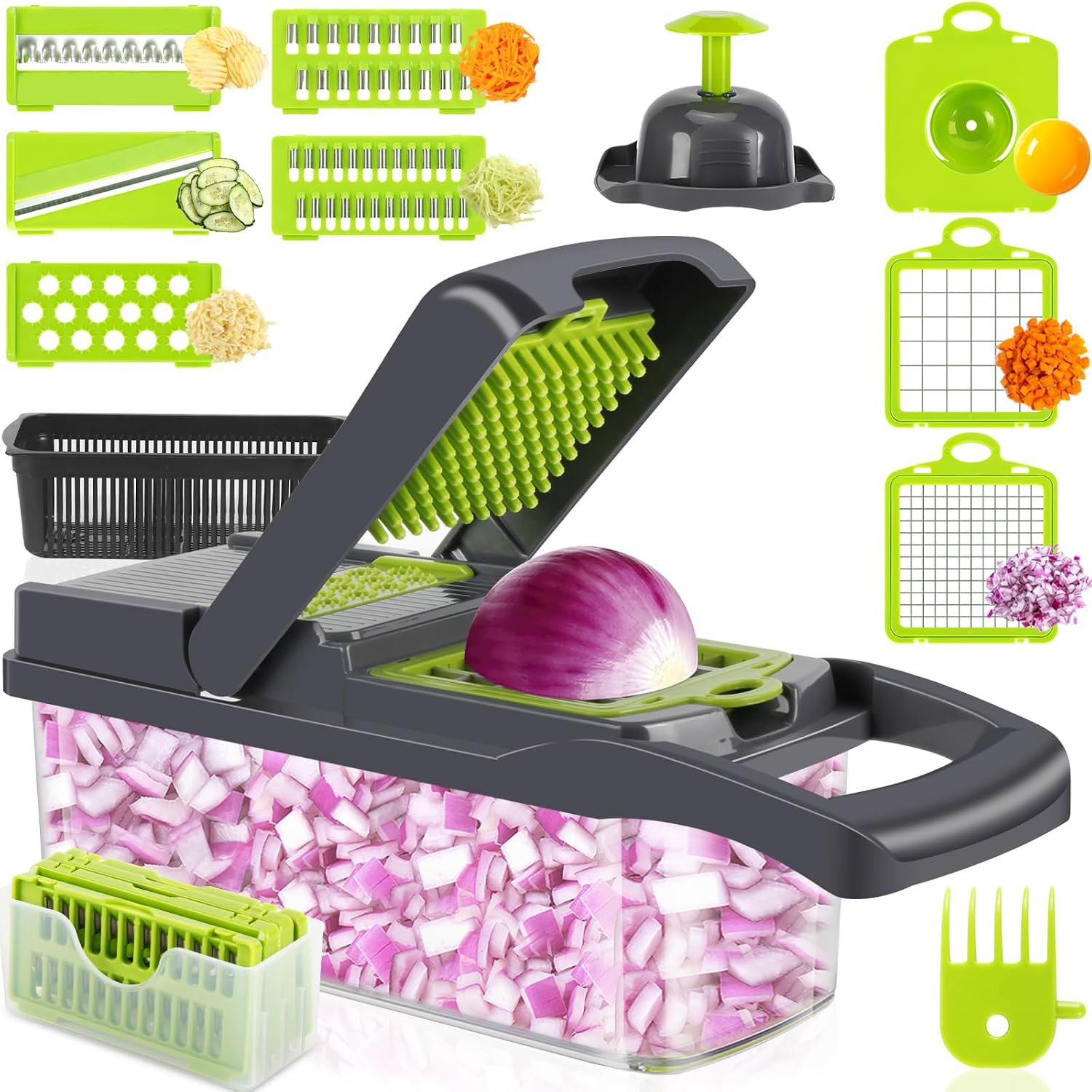 Vegetable Chopper Pro Food Chopper | Multifunctional 13 In 1, Food Processor, Meal Prep Containers, Kitchen Aid