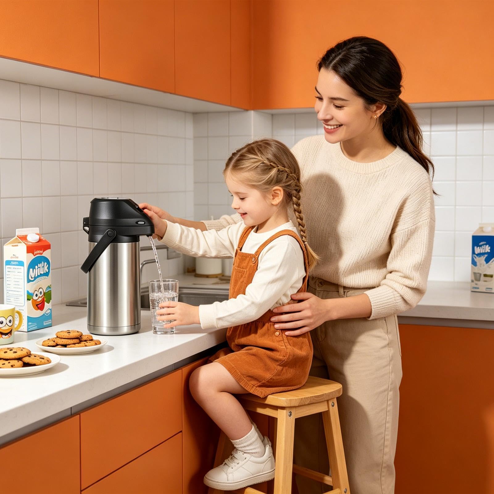 Tumbler da Viaggio Termico Termica con Pulsante a Scatto da 1900 ml | Bicchiere con Coibentazione Sottovuoto per Caffè, Tè, Bevande, Viaggi, Casa, Scuola, Ufficio, Campeggio e