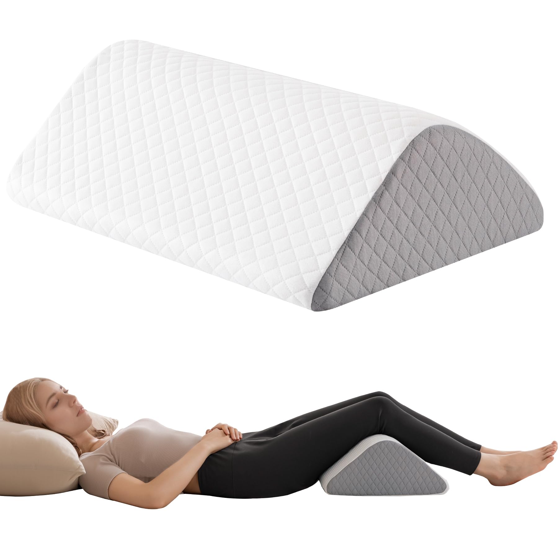 Knee Wedge Pillow 6.3'' for Post-Surgery Recovery-Leg Elevation Support for Sleep Position, Alleviating Lower Back & Hip Pain Enhancing Circulation in Ankles Legs Triangle Pillow with Removable Cover