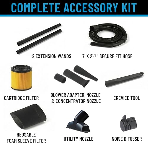 Miniatura 7 de Channellock Aspiradora húmeda/seca VBV1210.CL - Soplador HP de 5.0 picos, filtro de espuma, 12 galones